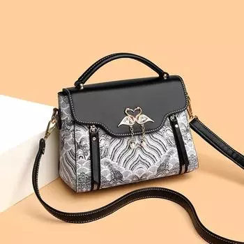 Сумка-контраст с вышивкой Niche All-in-one, сумка через плечо Temperament Commuter Crossbody Tote Bag чёрный