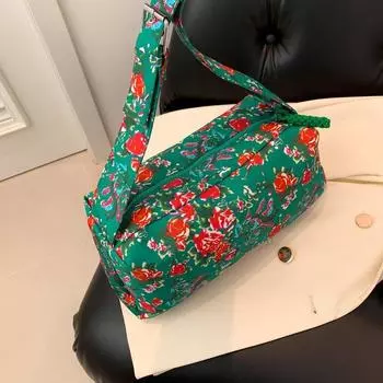 Сумка контрастного цвета в этническом стиле, новинка 2024 года, модная и универсальная сумка с большим цветком в стиле ретро, северо-восток, сумка с подушкой для темперамента, сумка через плечо