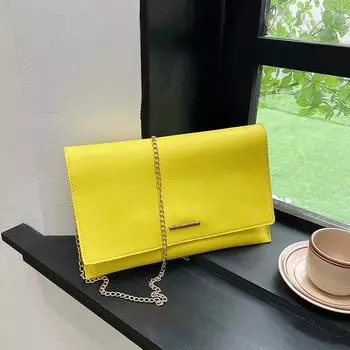 Сумка-конверт через плечо клатч женская 2024 весна новая модная интернет знаменитость сумка-мессенджер через плечо цепочка маленькая квадратная сумка белый