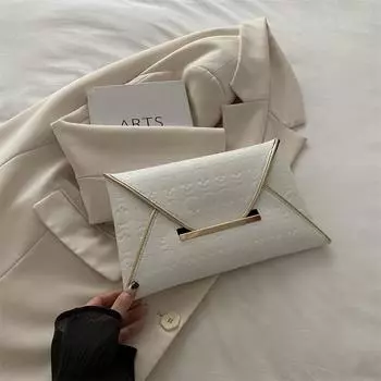 Сумка-конверт из лакированной кожи, женская, глянцевая, деловая, ультратонкая, простая, подмышечная сумка белый