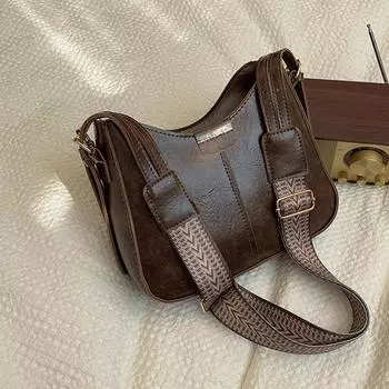 Сумка корейская высококачественная универсальная сумка-ведро осень-начало весны новый ретро нишевый дизайн широкополосная сумка-мессенджер чёрный