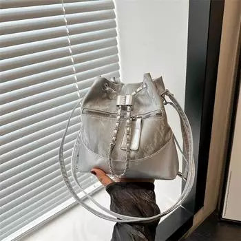 Сумка корейская высококачественная универсальная сумка-ведро осень 2024 новая модная цепочка косая сумка женская сумка белый