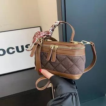 Сумка-коробка Crowd design для женщин на весну, новая модная ретро-сумка через плечо, портативная маленькая сумка-ведро с ромбовидной сеткой