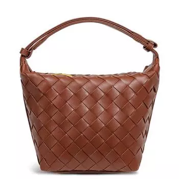 Сумка-корзина для овощей, плетеная вручную, модная, простая, повседневная, сумка через плечо, высококачественная, сумка-ведро 21*12*15