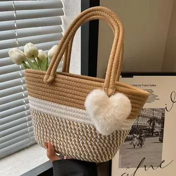 Сумка-корзина для овощей ручной работы, женская модная сумка-мессенджер, женская сумка-ведро через плечо