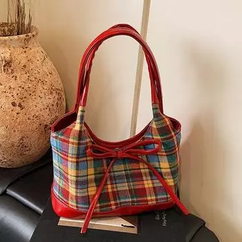 Сумка-корзина в академическом стиле с ремешком подмышку, ретро и модная универсальная женская сумка на одно плечо small красный