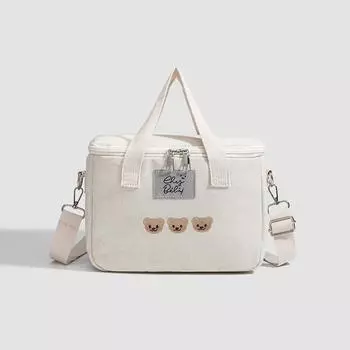 Сумка-кошелек для мамы Niche Cartoon, универсальная, из холста, для переноски на плече, для пикника, для бенто белый