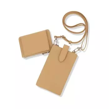 Сумка-кошелек для смартфона Claudio SOX018 CLAUDIO, бесполая, из натуральной кожи, наплечная сумка, кошелек, мини-кошелек, бежевый