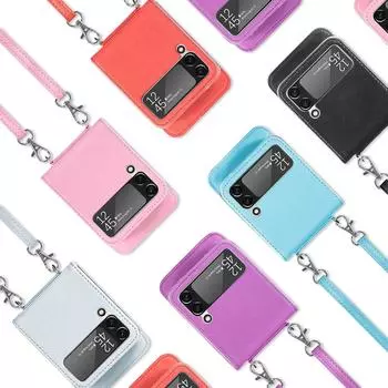 Сумка-кошелек для телефона, складной кожаный чехол для Samsung Galaxy Z Flip 4 Flip4 Flip3 Flip 3 Zflip4 5g, нескользящий чехол с карманом для карт for Samsung Z Flip 4 розовый