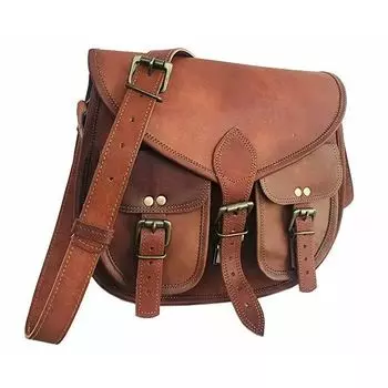 Сумка-кошелек ручной работы из натуральной загарной козьей кожи в винтажном стиле 13 x 10 x 4 in коричневый