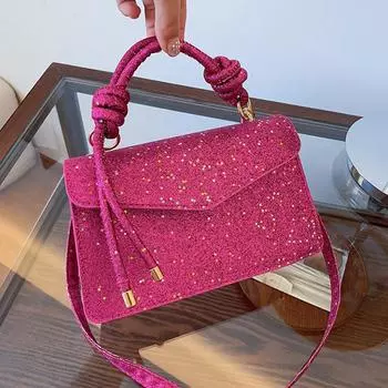Сумка-кошелек, женская сумка через плечо с пайетками, модная фактурная сумка через плечо