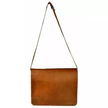 Сумка кожаная козья мужская винтажная сумка-мессенджер для ноутбука коричневый портфель из натуральной кожи на плечо 11 x 15 x 4 in коричневый