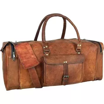 Сумка Кожаная Unisex Big Travel Мужчины Тренажерный зал Багаж Duffel Overnight Duffle S Vintage 25 X 8 X 8 in коричневый