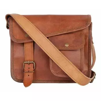 Сумка кожаная винтажная женская сумка через плечо для ноутбука школьный портфель 11 x 15 x 5 in коричневый