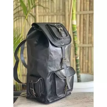 Сумка кожаный рюкзак сумка для ноутбука подлинный винтажный мужской настоящий черный рюкзак 16 x 10 x 8 in чёрный