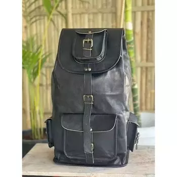 Сумка кожаный рюкзак сумка для ноутбука подлинный винтажный мужской настоящий черный рюкзак 16 x 10 x 8 in чёрный
