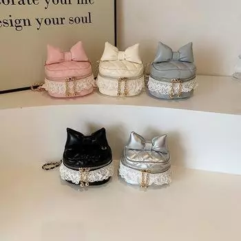 Сумка-кроссбоди для девочек с бантом, сумка в иностранном стиле, подарок на детский день, сумка через плечо, кружевная сумка принцессы Xiaoxiangfeng чёрный