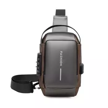 Сумка-кроссбоди против кражи, мужская нагрудная сумка, сумка для мобильного телефона, водонепроницаемая деловая сумка для поездок на работу, на плечо серый/золотой