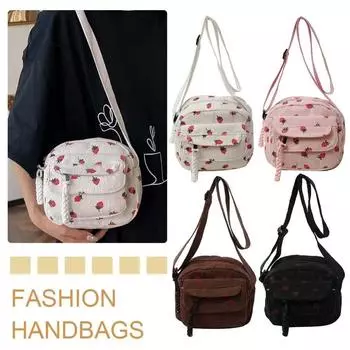 Сумка-кроссбоди Strawberry на молнии, большая вместимость, вельветовая сумка, повседневная женская сумка на плечо, дорожная сумка коричневый