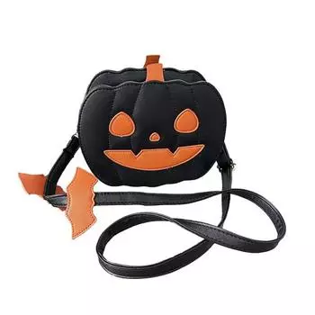 Сумка-кроссбоди в виде тыквы, кошелек в виде тыквы на Хэллоуин, наплечная сумка с регулируемым плечевым ремнем для вечеринки, улицы, повседневной носки B чёрный