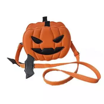 Сумка-кроссбоди в виде тыквы, кошелек в виде тыквы на Хэллоуин, наплечная сумка с регулируемым плечевым ремнем для вечеринки, улицы, повседневной носки A темно-оранжевого