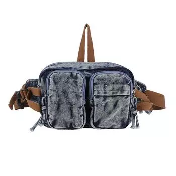 Сумка кроссбоди женская сумка для мобильного телефона двойной карман джинсовая сумка через плечо темно-синий