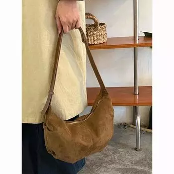 Сумка-круассан в стиле ретро, матовая, осенне-зимняя, новая, высококачественная, с широким плечевым ремнем, сумка-мессенджер большой вместимости