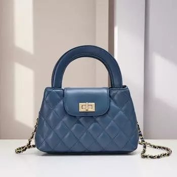 Сумка квадратная мини полукруглая портативная сумка через плечо из натуральной кожи Xiaoxiangfeng Sheepskin Rhombus Chain