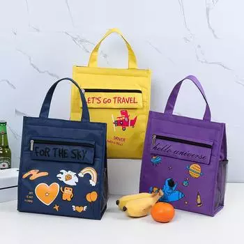 Сумка-ланч-бокс для студентов, мультяшная сумка для ланча с большой емкостью, утолщенная изоляция, симпатичная детская ручная сумка для ланча Bento, сумка для репетиторства для студентов жёлтый