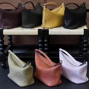 Сумка-ланч-бокс из овчины ручной работы, сумка на одно плечо, сумка для пельменей, женская сумка высокого класса 25x11x16cm чёрный