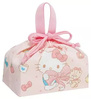Сумка-ланч-бокс Skater со шнурком и вставкой для детей, сделано в Японии, Sanrio Hello Kitty Big Ribbon Girls KB7 Children s