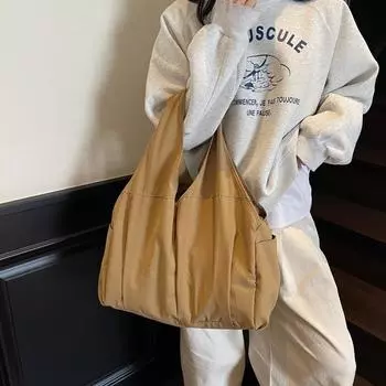 Сумка Легкая Большая Вместительная Сумка Через Плечо Дорожная Сумка Однотонная Сумка-тоут чёрный