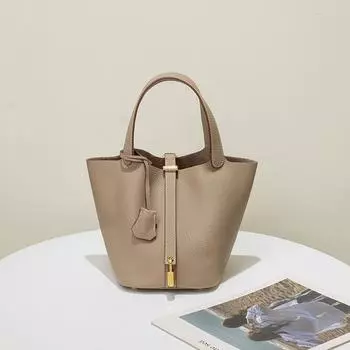 Сумка летняя ручная сумка-ведро женская сумка из натуральной кожи One Size чёрный