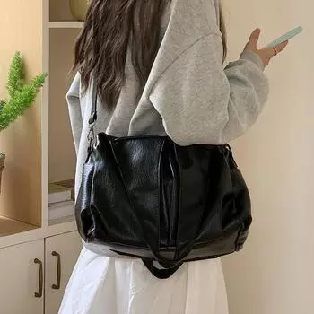 Сумка Летняя сумка через плечо Мягкая боковая повседневная ретро сумка-тоут Сумка через плечо для женщин чёрный