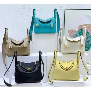 Сумка Lindi из натуральной кожи Togo Cowhide с золотой пряжкой Новая сумка Lindi Doctor Bag Direct Сумки большой вместимости 18x10x12cm синий