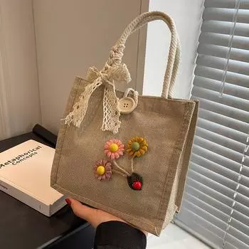 Сумка Line Bag Маленькая свежая льняная сумка корейская версия сумки сумка высокого класса Feel Ins сувенир подарочная сумка