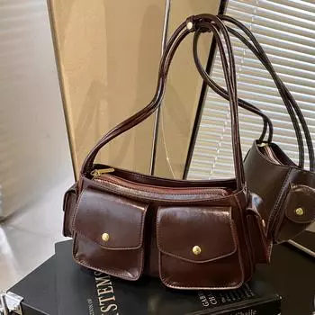 Сумка-локомотив Niche High-End Sense с несколькими карманами, сумка-мессенджер через плечо и подмышку, сумка-багет для поездок на работу красный