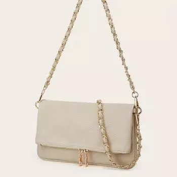 Сумка Lychee Grain Underarm Chain Маленькая женская модная сумка Senior Sense Маленькая квадратная сумка через плечо на одно плечо чёрный