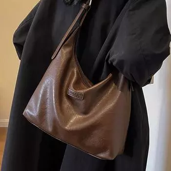 Сумка Майяра женская сумка-тоут большой емкости осень и зима может пересекать ретро универсальная сумка через плечо для поездок на работу чёрный