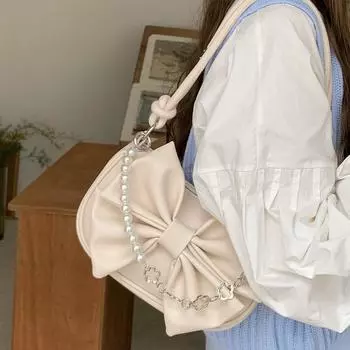 Сумка-мешок Bow Love Chain Underarm, женская, стильная, нишевая, высококачественная, одно плечевая сумка через плечо