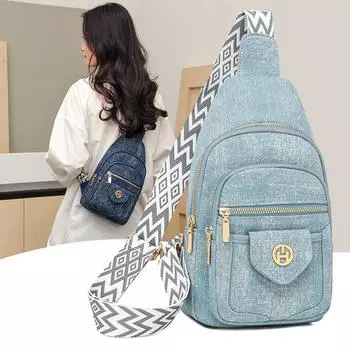 Сумка-мешок через плечо из денима для женщин, большая вместимость, сумка через плечо светло-синий