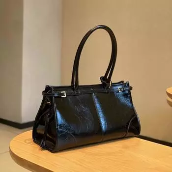 Сумка-мешок через плечо из вощеной кожи с плиссировкой подмышкой, ретро, первый слой для мотоцикла