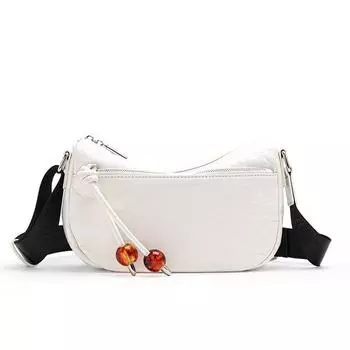 Сумка-мешок Crack Dumpling, женская сумка из коровьей кожи, новая, с цепочкой и бусинами, модная и универсальная сумка через плечо на одно плечо