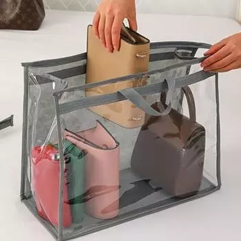 Сумка-мешок для пыли, прозрачный органайзер для хранения сумок с ручкой, прозрачный дизайн, легкий S