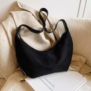 Сумка-мешок Frosted Dumpling, женская сумка, большая вместимость, сумка на одно плечо, сумка через плечо чёрный