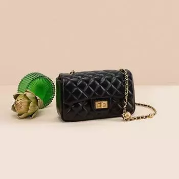 Сумка-мешок из кожи с верхним слоем Diamond, женская сумка в стиле аромата, маленькая, высокого класса, сумка через плечо с золотым шариком, сумка-цепочка чёрный