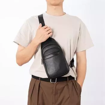 Сумка-мешок из натуральной кожи первого слоя. Простая деловая повседневная сумка через плечо. Многофункциональная водонепроницаемая износостойкая сумка через плечо. чёрный