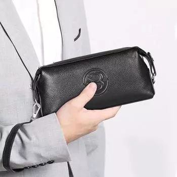 Сумка-мешок из натуральной кожи Сумка-мешок из натуральной кожи для мужчин Деловая модная мужская модная сумка чёрный