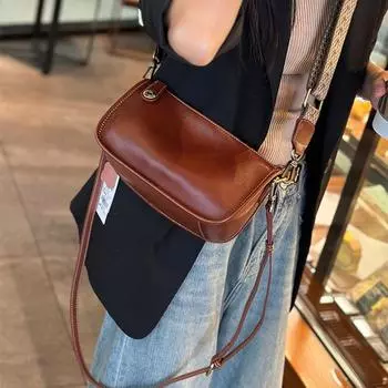 Сумка-мешок из натуральной кожи, женская, маленькая, для поездок на работу, винтажная, подмышечная, сумка Premium Sense, женская сумка, диагональная сумка чёрный