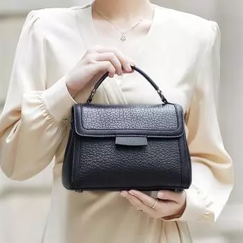 Сумка-мешок из воловьей кожи с пузырьковой головкой, женская, через плечо, простая, модная, классическая, многослойная, сумка-мешок для пельменей чёрный